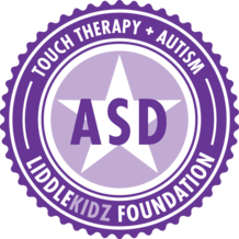 ASD badge from LiddleKidz Foundation, symbolizing touch therapy for autism support. Highlights the foundation’s commitment to helping children with ASD.